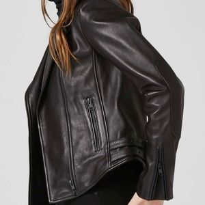 DSTLD Black Leather Moto jacket